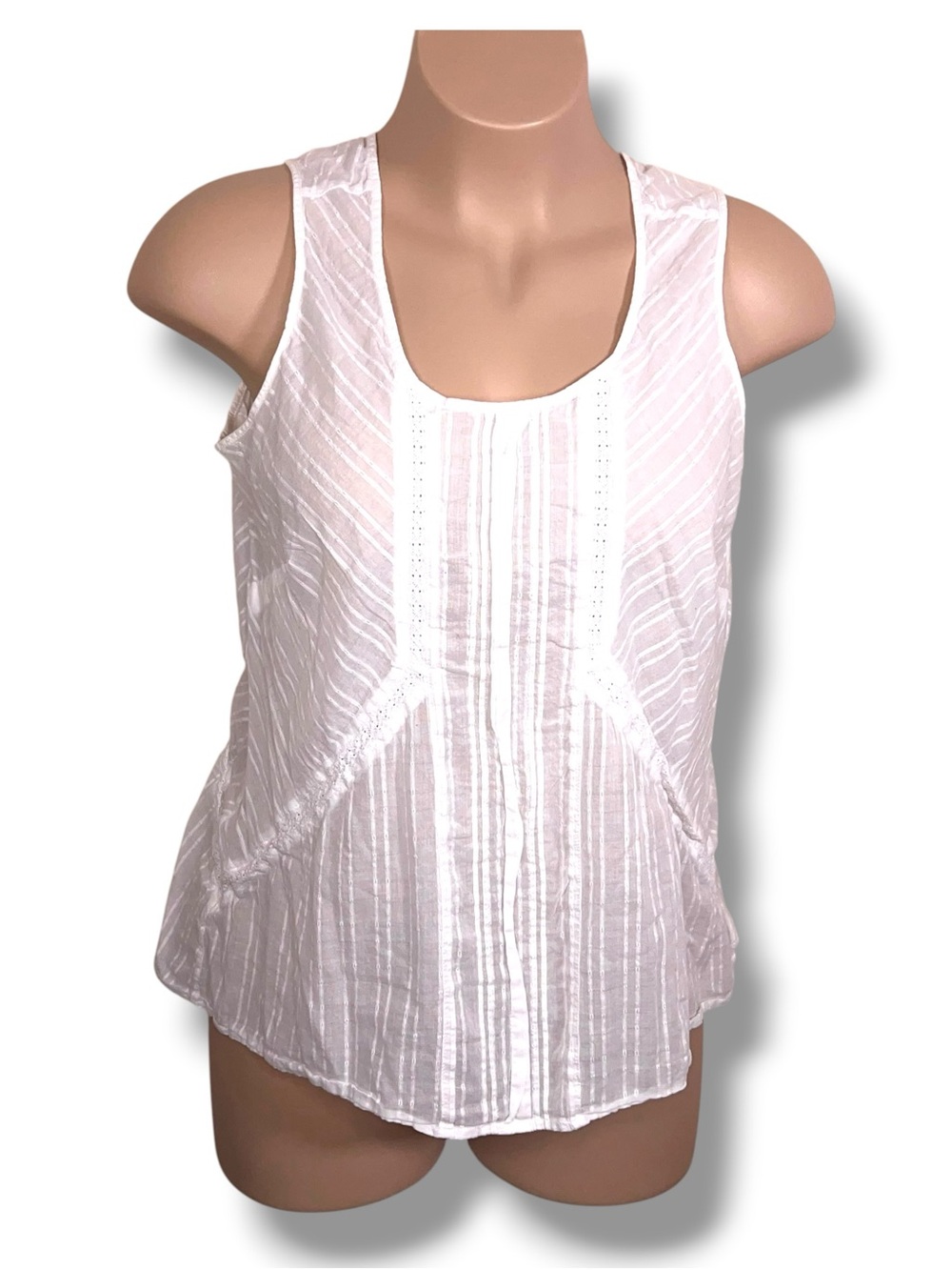 XL Eddie Bauer White Sleeveless Cotton Top Lightweight Neutral